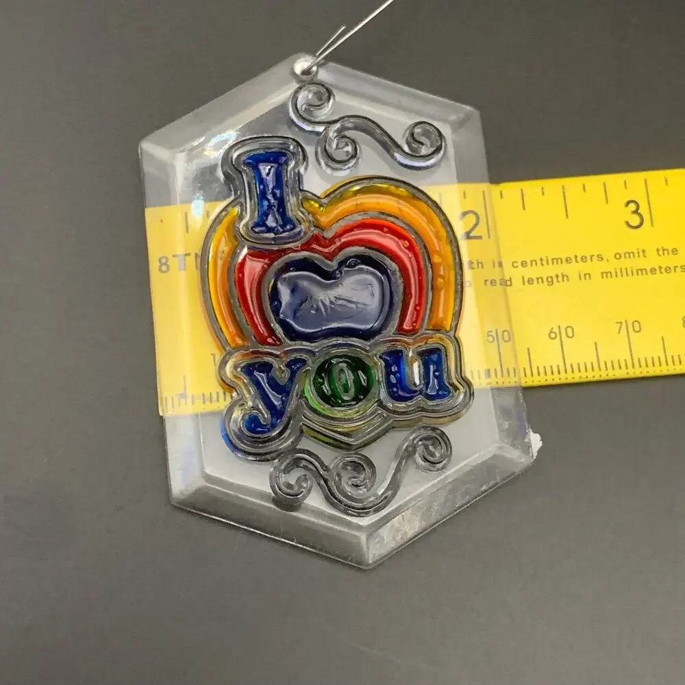Vintage I Love You Rainbow Heart Christmas Tree Ornament
